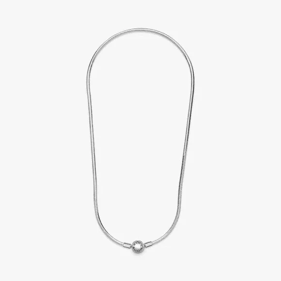Pandora Moments Snake Silver Chain Necklace Class 45cm Chain Necklace Round - Picture 2 of 6